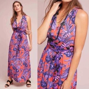Anthropologie maeve maci maxi floral print dress womens 6 sleeveless lined
